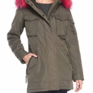 S13 Pink Hooded Army Green Parka S